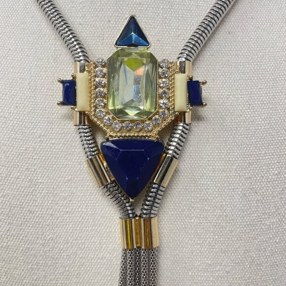 The Limited Statement Tassel Necklace Silver-Tone Long Length Chunky Glam - Picture 4 of 8